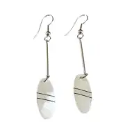 Genuine VINTAGE Mother of Pearl shell drop earrings Handmade Repurposed Shell
