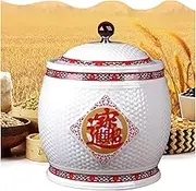 Rice Storage Container, Rice Dispenser, Grain Storage Ceramic Container, Ceramic Rice Bucket With Lid, Food Storage Porcelain, Food Storage Container For Rice, Soybeans, Flour, Cereal, Coffe
