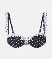 [Bananhot] Bananhot Angela polka-dot ruffled bikini top AU 12 black