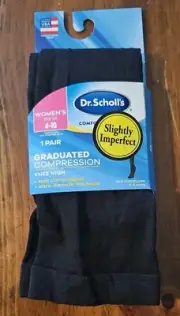 Dr Scholls Socks Womens Fits Shoe Size 4-10 Black Knee High Compression 1 Pair