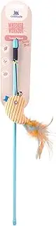 Cattitude Cat Toy Whisker Workout Tweety Bird Tease Wand, 47cm, Blue&Orange - Interactive Feather Bird Toy with Bell and Catnip, Cat Toy