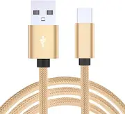 [ASMAT] USB Type C Fast Charging Charger Cable for Samsung S10 S20 S21 S22 Ultra USB-C (Gold Color, 2 Meter)