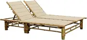 2-Person Sun Lounger with Cushions Bamboo Patio Sun Loungers