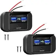 2Pcs 36W Dual QC3.0 USB Car Charger Socket Power Outlet 12V 24V Car Charger Switch Panel with Cap