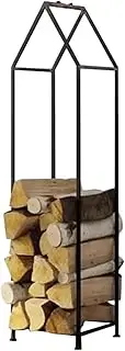 Firewood Holder，Firewood Rack Outdoor， Extra Tall Firewood Holder,Narrow Fire Log Stacker Stand Log Rack, Wide Corner Fireplace Firewood Stand(Black)