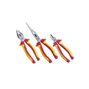 SP Tools 3Pcs Plier Cutter Set - VDE Insulated Combination Long Nose Pliers