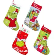 Christmas Stocking Grinch 4 Pack 18 Inch Whoville Decor Large Family Holiday Party Fireplace Ornaments