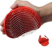 Pet Rubber Grooming Brush Massager with Adjustable Loop Handle and Stainless Steel Pin Color May Varies