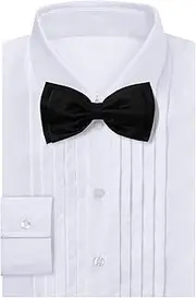 [A&J DESIGN] Boys Tuxedo Shirt Kids Pleated Dress Shirts with Bow Tie for 2-7 Years Old Boys Button Down Shirt