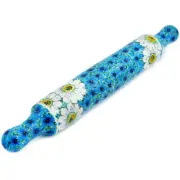 Polish Pottery Rolling Pin 18" Ceramika Artystyczna Pansies And Daisies UNIKAT