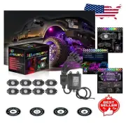 Multicolor 8-Pod LED Under-Glow Lights with Bluetooth Control for SUVs & ATVs