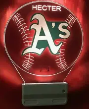 Oakland Athletics MLB Night Light Personalized LED Plug In, Dusk to Dawn Sensor
