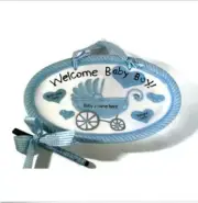 Mud Pie personalized wall Welcome Baby plate - close out New in Box