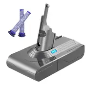 21.6V V8 Battery Adapter+2XPre-Filter Replace for Dyson V8 Batteries V8 Absolute V8 Animal Vacuum Cl Dark Grey