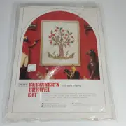 Sears Beginners Crewel Kit 25 5157 Jacobean Squirrel in Fruit Tree 8x10" Vintage