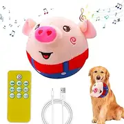 LAIAMER Interactive Plush Dog Toys, Interactive Puppy Toy Bouncing Rolling Dog Ball Remote Control Dog Toy with Music, Self Moving Pet Toy for Small/Medium/Large Bored Dog to Keep Them Busy(Pig)