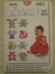 Burda 9637 Creativ Baby Plaything Pattern Plush Stuffed Animal Toys Cat Bear Pig