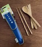 NEW TO GO WARE DELTA AIRLINES Logo Reusable BAMBOO UTENSILS w/Pouch