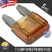 5 Pack 7.5A Mini Blade Style Fuses APM/ATM 32V Short Circuit Protection Car Fuse