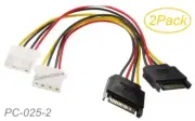 2-Pack 6-inch SATA 15-Pin Male to Molex 4-Pin Female Power Adapter, PC-025-2
