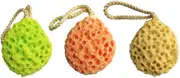 OFFIGAM 3Pcs Natural Honeycomb Bath Sponge for Shower Hydrophilic Ginger Yellow for Exfoliating Massaging Skin Suitable for Adults