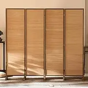 Wood Room Dividers, Bamboo Foldable Room Divider, Heavy Duty Partition Privacy Screen, 5.5/5.9 Ft High, Inside/Office/Dinning Room Temporary Wall(4 Pack,180cm/70.8in)