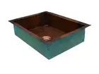 Green Patina Aged Exterior Copper Sink Kitchen Rectangle Undermount Customizable