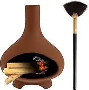 Chimney Incense Cone Burner Incense Holder with Small Cleaning Brush Ceramic Incense Burner Holder Palo Santo Holder Ash Catcher Smudge Bowl for Yoga Meditation Zen Décor