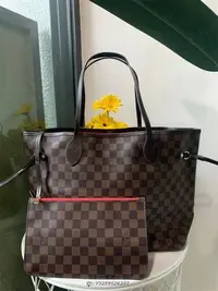 在飛比找Yahoo!奇摩拍賣優惠-LV Damier Ebene NEVERFULL MM N