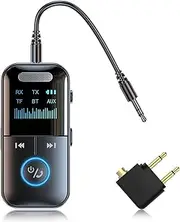 4 in 1 Bluetooth Transmitter Receiver,Wireless Bluetooth 5.4 Adapter-Low Latency/HD Screen/TF Card Aux Adapter,Use with 3.5mm Aux Audio Jack on Airplane,for All Headset,Home,Car Stereo etc