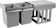 Giselle Bedding Cefito 2x15L Pull Out Bin - Grey
