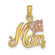 14K Two-Tone Mom W/ Butterfly Charm