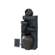 Solar Water Fountain Features Outdoor 5 Tiered Cascading Bird Bath