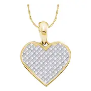 14k Yellow Gold Princess Diamond Heart Pendant 1/4 Cttw