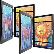2PCS Kids Art Frame A4, Child Artwork Picture Frame, Front Opening Photo Frame, Kids Artwork Display Frame, Horizontal and Vertical Formats Hold up to 150 Artworks for Crafts Drawing (Black)