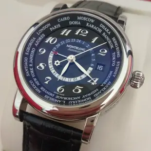 盒單齊 萬寶龍 star 世界時區 GMT 自動上鍊機械男錶 montblanc