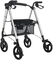 Walker,4 Wheel Walker/Rollator with Loop Hand Brakes Foldable Lightweight Four-Wheel with Seat Cushion and Shopping Basket, Elderly Walker, Adjustable Safety Frames Little Surprise