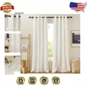 Beautiful Linen-Blend Grommet Curtains, 52'' x 144'' - Light Filtering & Privacy