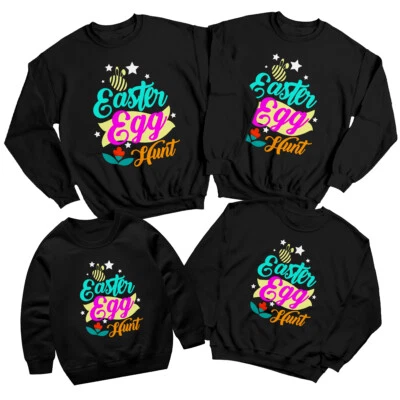Family Egg Hunt Happy Easter Sweatshirt Jumper Cute Festival Matching Outfit #ED
