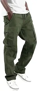 Mens Lightweight Cargo Pants Drawstring Elastic Waist Solid Color Open Bottom Trousers Casual Jogger Sweatpants Pockets
