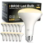 12 Pack BR30 Led Bulb 65W Equivalent, Dimmable LED Flood Light Indoor, E26