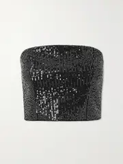 [ROTATE Birger Christensen] ROTATE Birger Christensen - Emili Strapless Sequined Denim Top - Black - DK44 DK44 Black