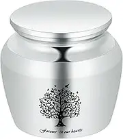 BIAIHQIE 43 * 44mm Keepsake Cremation Small Urns for Ashes of Loved One Engraved Tree of Life Memorial Mini Urn Stainless Steel
