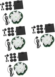 Happyyami 4 Sets Solar Water Fountain for Pond Patio Decorative Solar-powered Water Feature Garden Decor Design