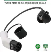 Type 2 to Schuko 16A EV Charging Adapter - White & Black