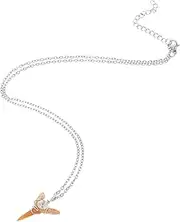 [JOINPAYA] Authentic Shark Tooth Pendant Necklace Metal Chain Unique Beachy Style for Shark Jewelry Lovers Fashion Accessory for Ages