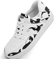 [DOGO] White Sneakers for Women - Handmade Women's Fashion Sneakers, Vegan Leather and Unique Design Dice Sneakers