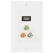 USB 2.0 Female Plug + 3 RCA Female Plugs Wall Plate Panel
