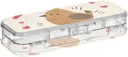 Yoogain Cartoon Bird Clear Pencil Box Plastic 2 Layer Hard Boxes Pens Case For Kids With Snap Lid