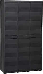 Garden Storage Cabinet with 4 Adjustable Shelves Black | Durable Polypropylene Outdoor Organizer | Lockable Doors for Garage, Patio, Office - 171cm Tall, 97x38 Dimensions